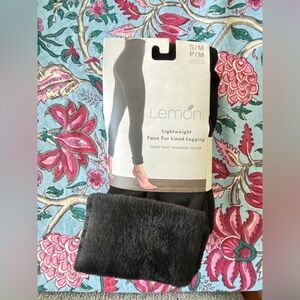 Anthropologie Lemon Lightweight Faux Fur Lined Legging - Black